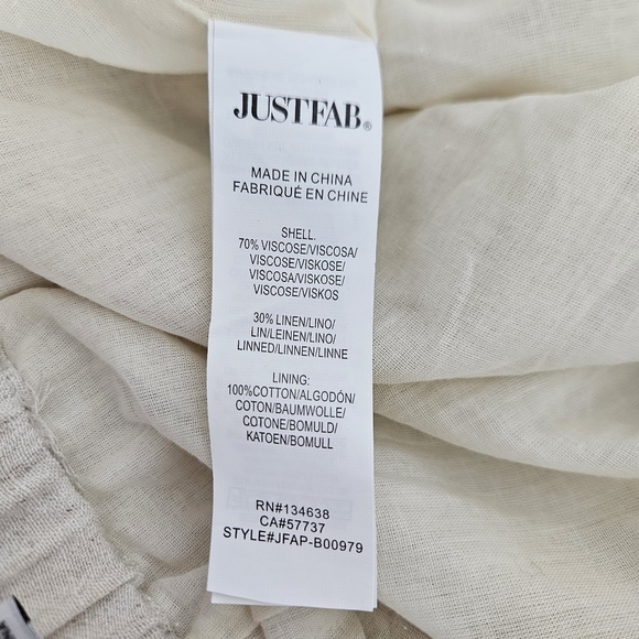 JustFab Kelly Rowland Straight Tapered Pants Linen Beige High Rise Lined 2XL - Picture 7 of 8